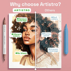ARTISTRO 24 Skin Colors Acrylic Paint Markers - Paint Pens for Drawing, Brush + Fine Tips For Fabric, Rock, Glass, Wood, DIY - Art & Craft Supplies for Adults, Teens, Kids - Teacher Appreciation Gift