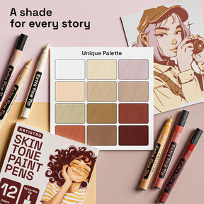 ARTISTRO 12 Skin Tones Acrylic Paint Markers Water-based Extra-fine Tip - Multi-Surface Paint Pens in Soft Colors