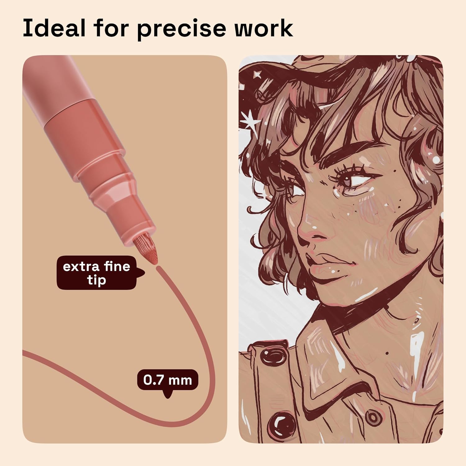 ARTISTRO 12 Skin Tones Acrylic Paint Markers Water-based Extra-fine Tip - Multi-Surface Paint Pens in Soft Colors