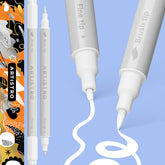 ARTISTRO 2 White Dual-Tip Acrylic Paint Pens - Multisurface Markers for Fabric, Plastic, & More, 1 mm Fine & Brush Tips