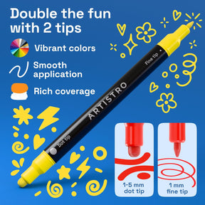 ARTISTRO 120 Precision Dual-Tip Acrylic Paint Markers – Paint Pens Set with Dot & Fine Tips for Fabric, Rock, Glass, Wood, Coloring Books – Classroom & Art Supplies Gift – Teacher Appreciation Gift