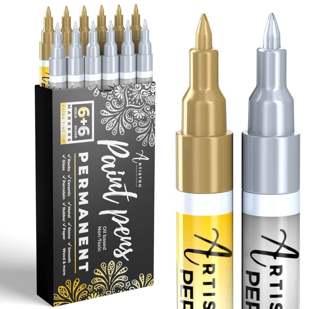 3pcs Painting Highlight Pen White Gold Silver Art Marker Design