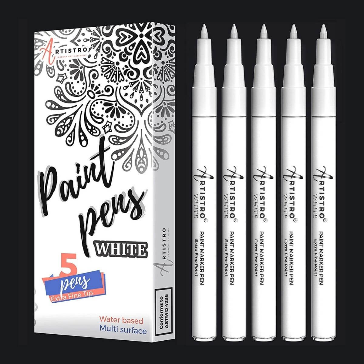 PINTAR Black & White Markers/Pens Extra Fine Tip for Rock Painting
