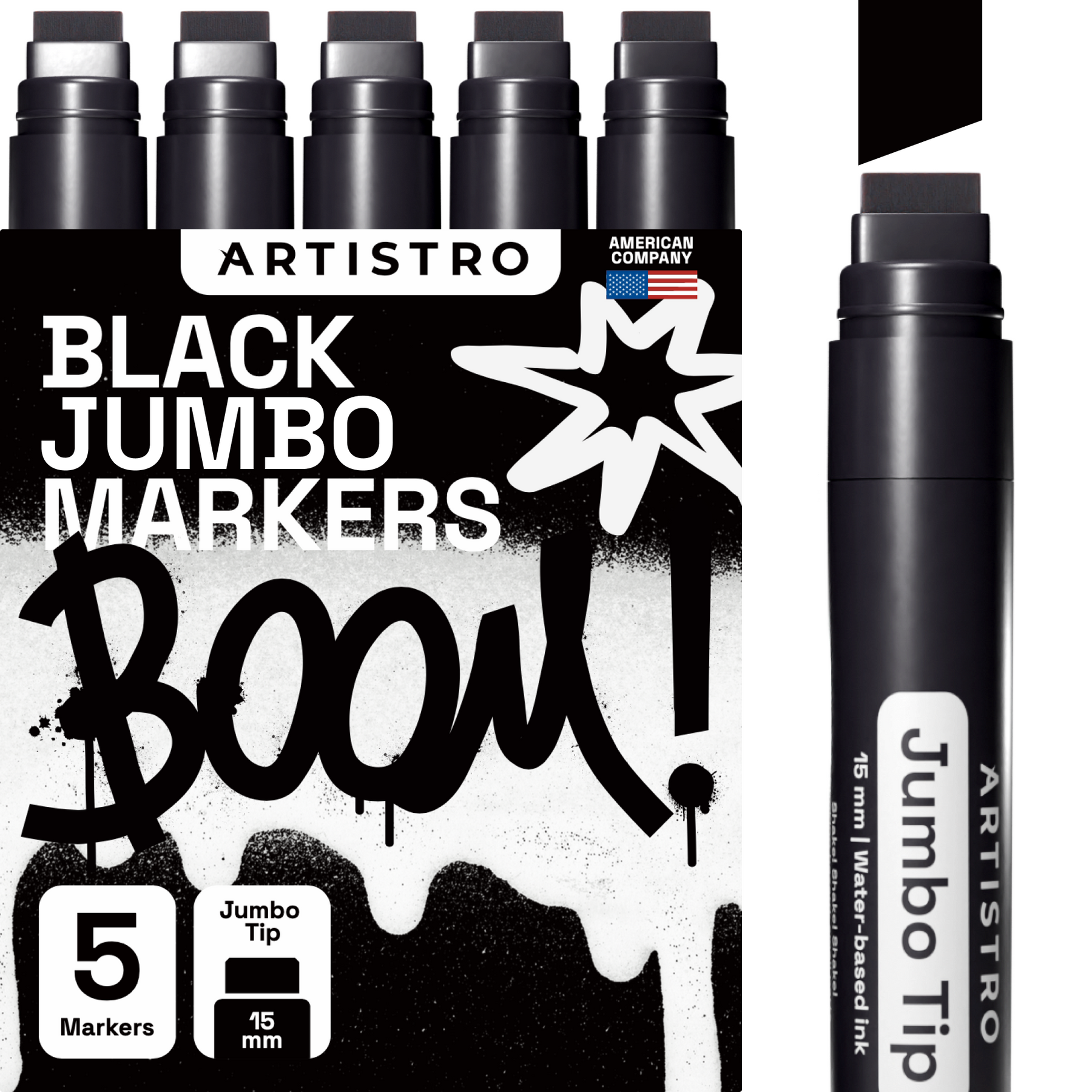 product 5 black jumbo tip markers