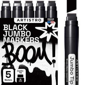 BIGTHUMB 3 Pcs Black Jumbo Permanent Markers: 15mm Wide Tip Thick Acrylic  Paint Pen Large Graffiti Calligraphy Marker for Rock Painting, Poster,  Sign