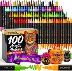 ARTISTRO 100 Acrylic Dual-Tip Glass Marker Pens for Wine Glasses