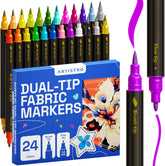 24 Dual-tip fabric markers - front view