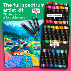 ARTISTRO 72 Acrylic Paint Markers, Dual-Tip Paint Pens, Black Bag