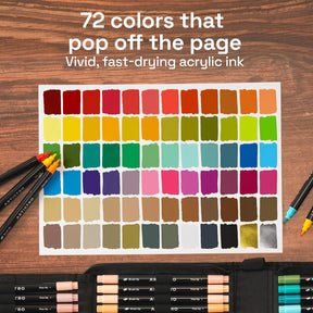 ARTISTRO 72 Acrylic Paint Markers, Dual-Tip Paint Pens, Black Bag