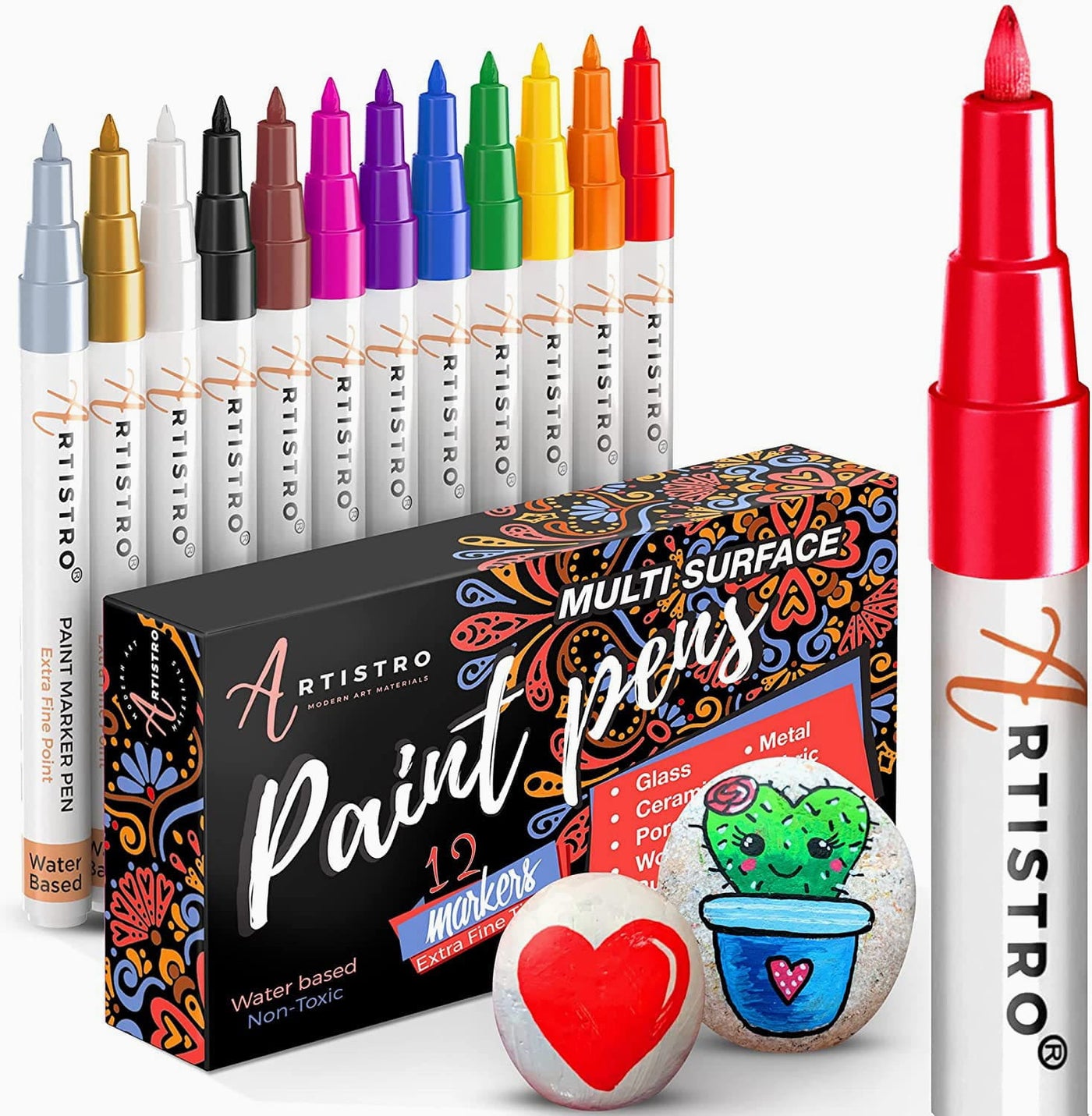 21 Black and White Acrylic Paint Markers Paint Pens Set 0.7mm Extra Fine and 3.0mm Medium Tip for Rock Painting Canvas Mugs Metal Glass Paint