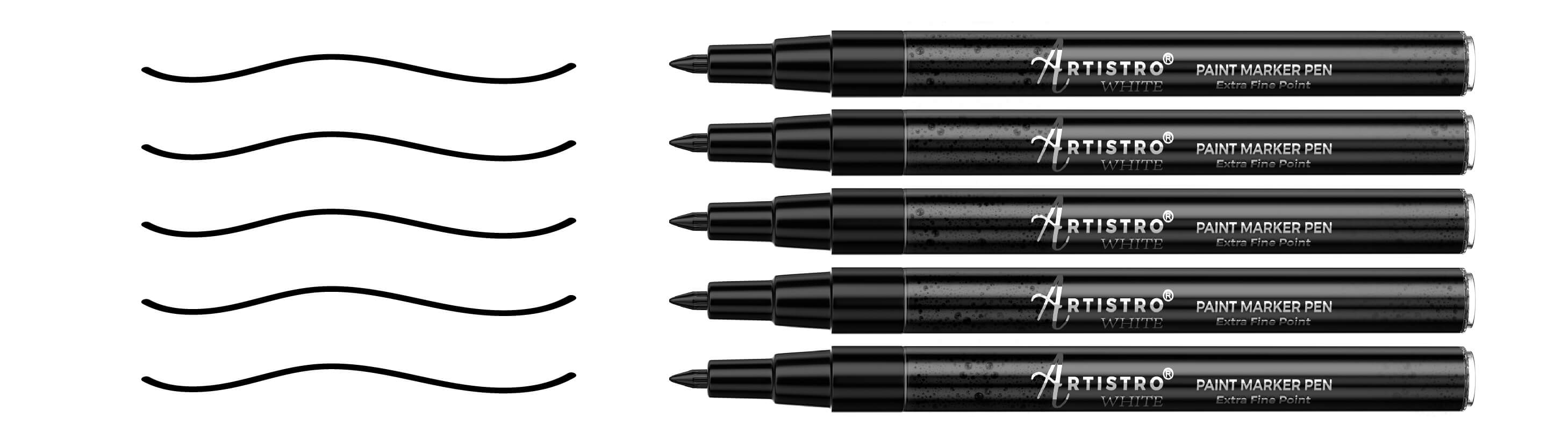 Artistro Black Paint Markers, Extra Fine Tip, 5 Count