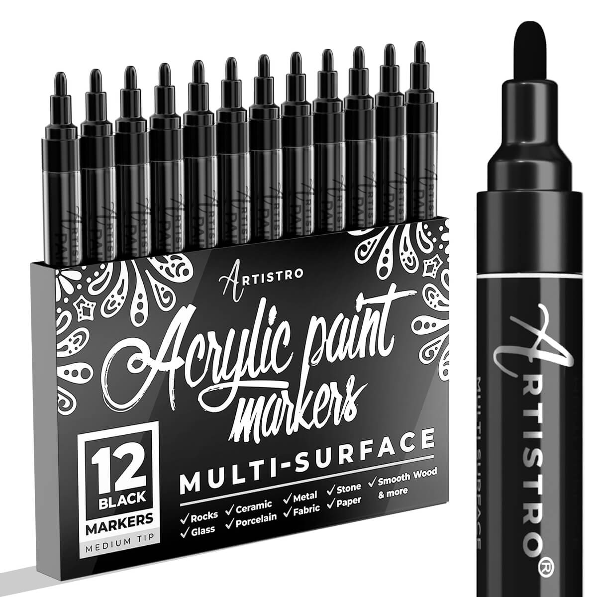 45 Artistro Acrylic Paint Pens 30 Medium 15 Fine Tip Markers Set