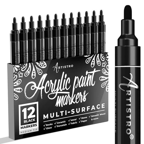 Paint Markers, Black Set: 12 Black Paint Markers | Artistro Paint ...