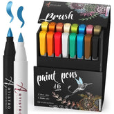product 16 paint brush tip markers - front view