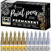 product 12 extra fine tip oil based silver paint marker & gold