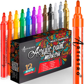 ARTISTRO 42 Extra Fine + 12 Medium Tip Acrylic Paint Marker Pens