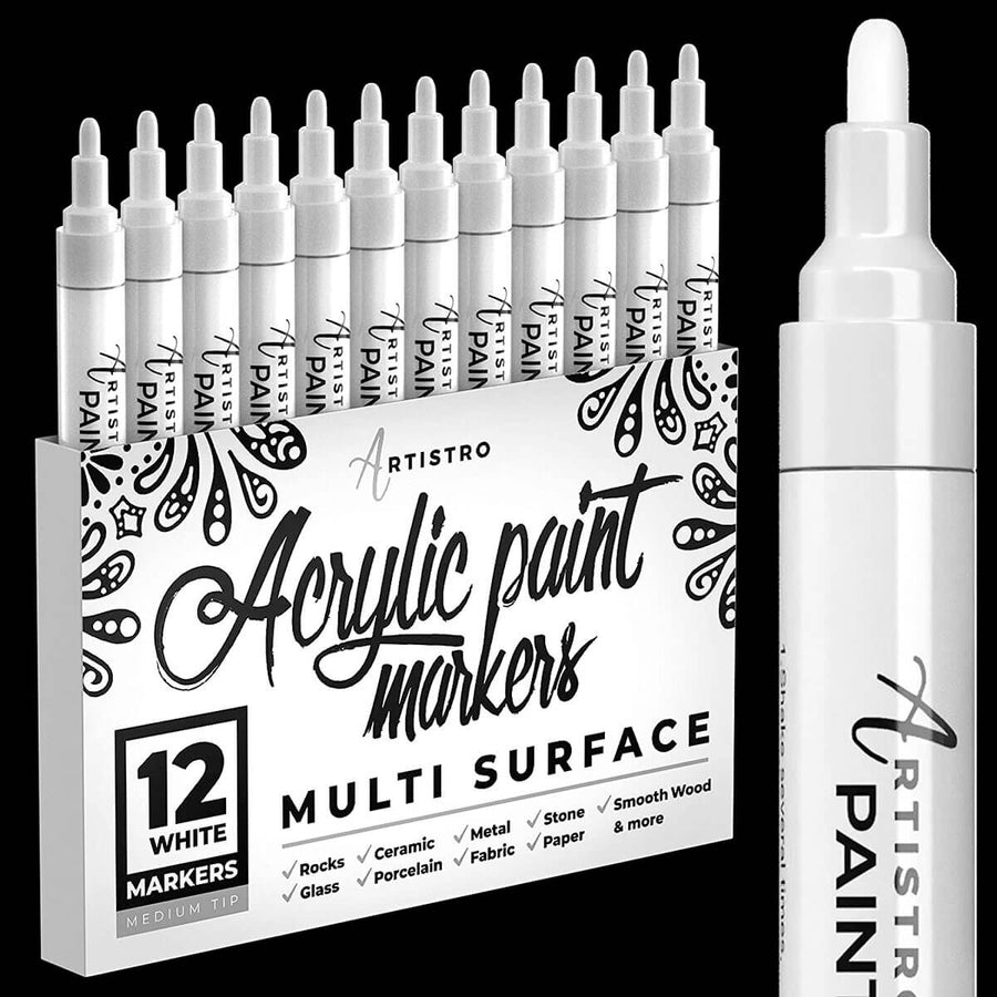 White Acrylic Marker Set 12 White Acrylic Paint Markers Artistro