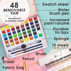 48 removable pan + fluorescent and metallic colors