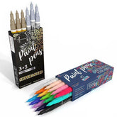 36 ARTISTRO Acrylic Paint Pens | 3 Gold & 3 Silver Extra Fine Tip Markers + 30 Medium Tip Markers for Rock, Wood, Glass, Ceramic Painting