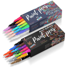 27 Artistro Cute Paint Pens 12 Glitter Markers Extra Fine 15 Fine Tip Oil  Based Markers for Rock Painting, Kids Craft, Family Painting 