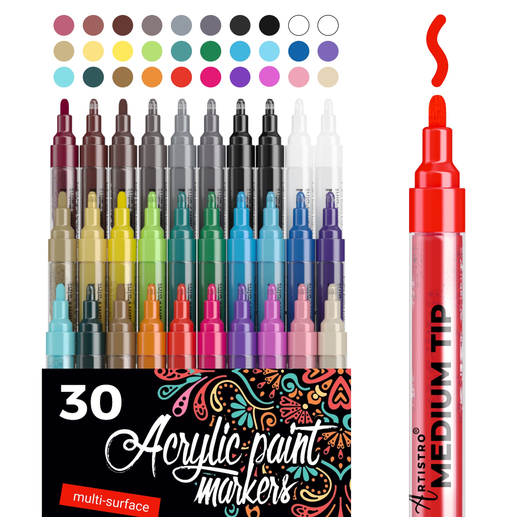 Artistro Acrylic Paint Markers Set of 3 Gold & 3 Silver Markers