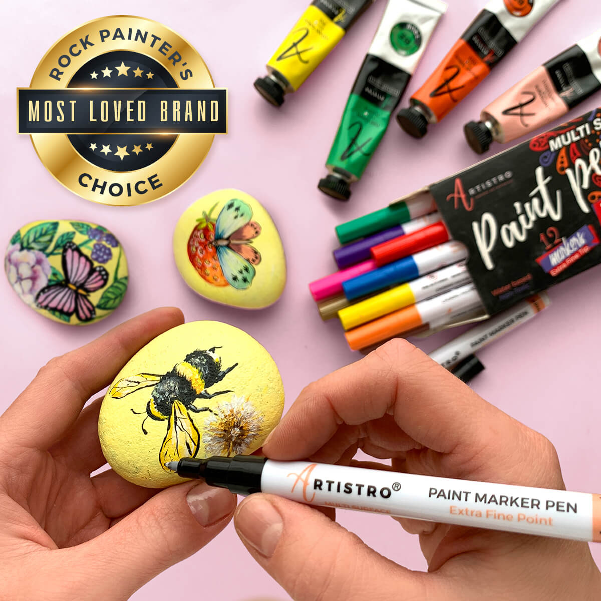 JR.WHITE Acrylic Paint Pens Paint Markers for Rock Painting
