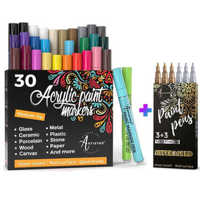 Artistro White Acrylic Paint Markers Multi Surface 6 New 3 Used In Original  Box
