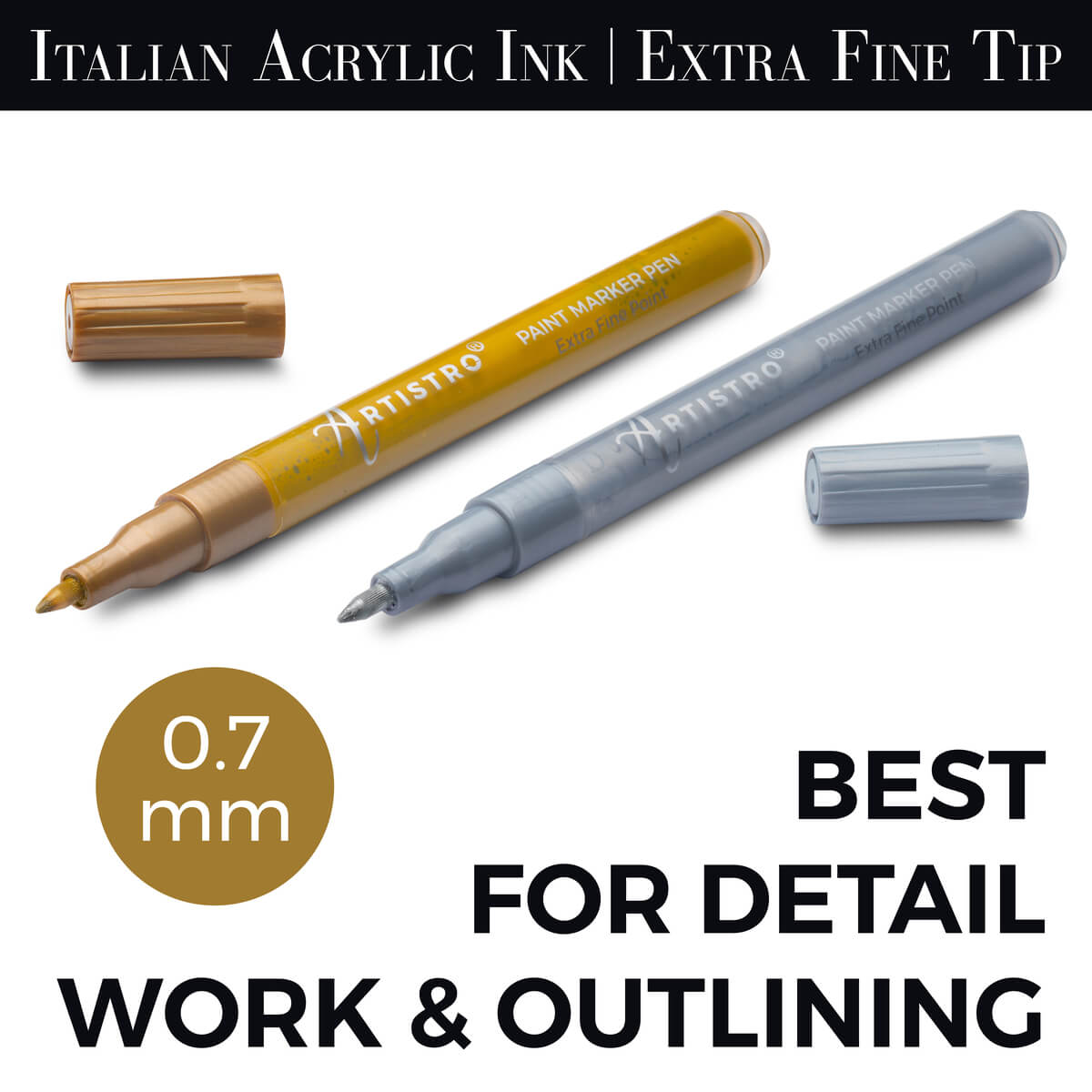 Gold Paint Pen Set: 6 Acrylic Gold Paint Pens