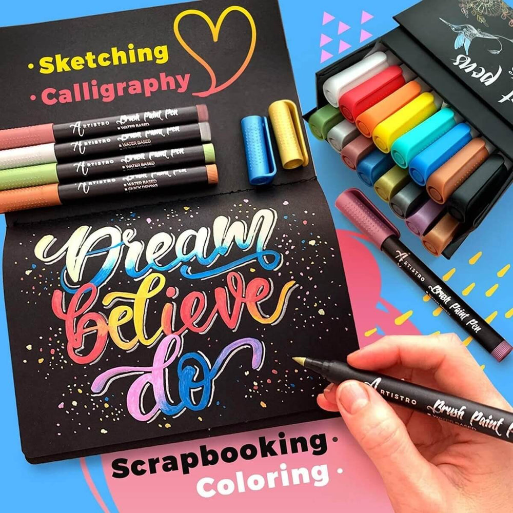 Paint Brush Markers 16 Brush Tip Paint Markers Artistro Paint Brush Pens