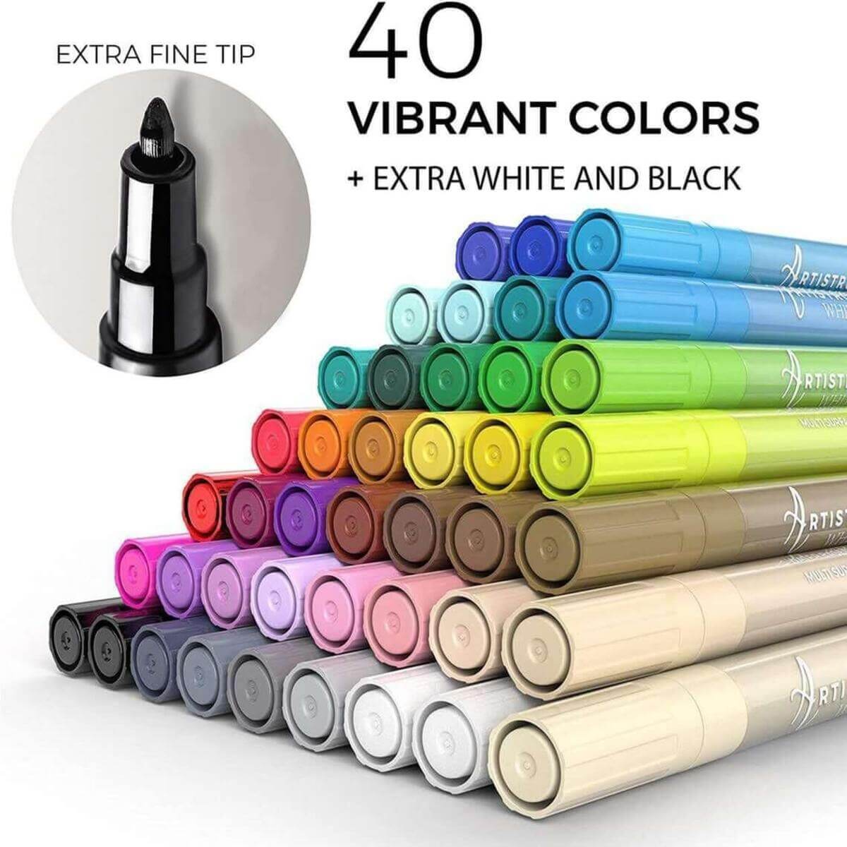 40 vibrant colors_extra white & black
