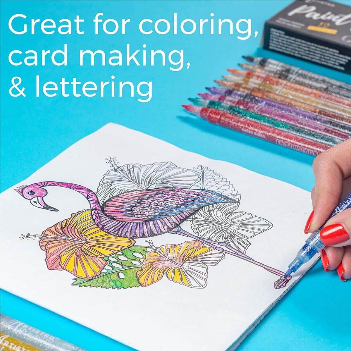 COHEALI 12pcs Highlighter Color Brush Paint Pens for Metal Metallic Marker  Pens Fine Tip Artist Pens Fine Tip Pens for Drawing Paint Art Markers Diy