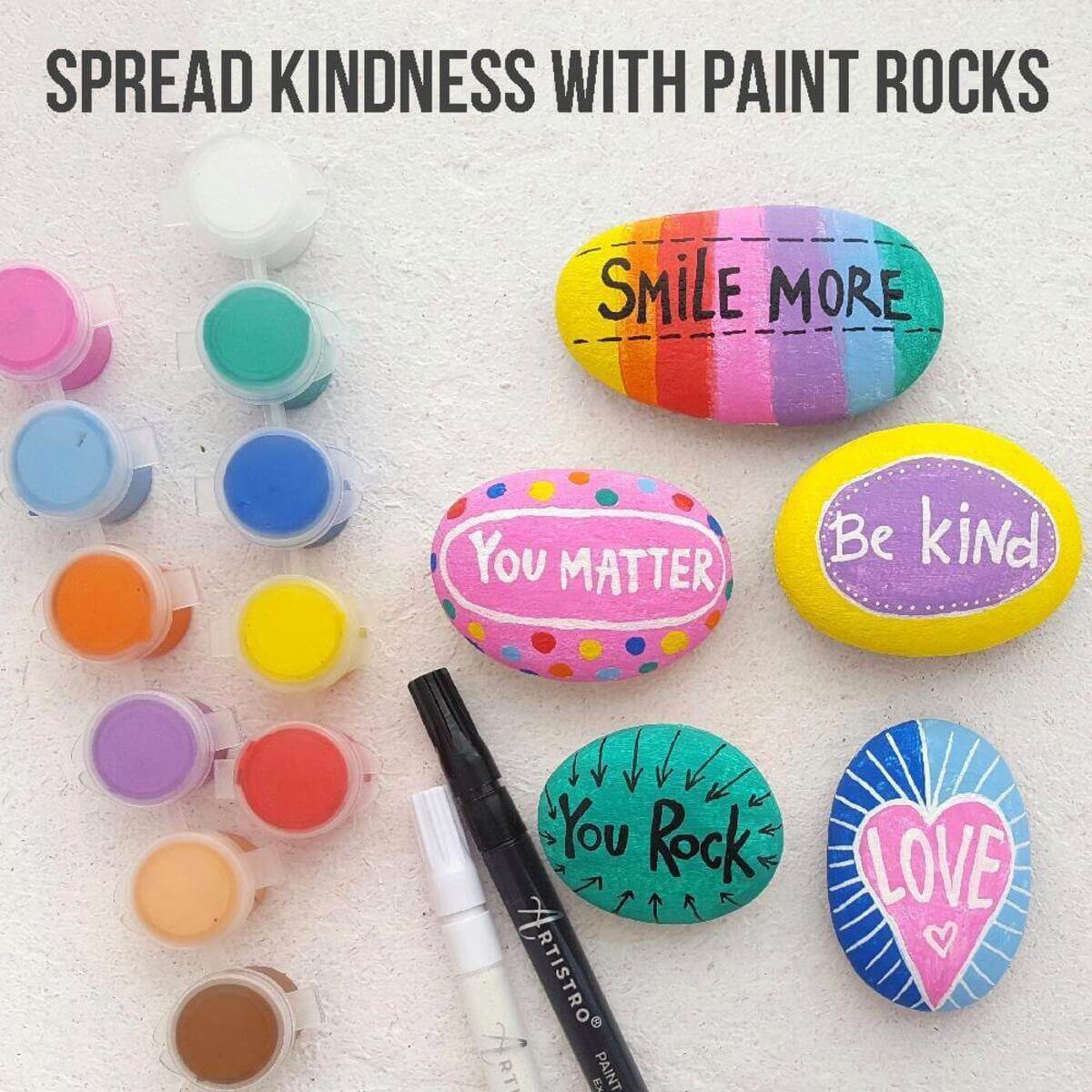 spread kindness with paint rocks