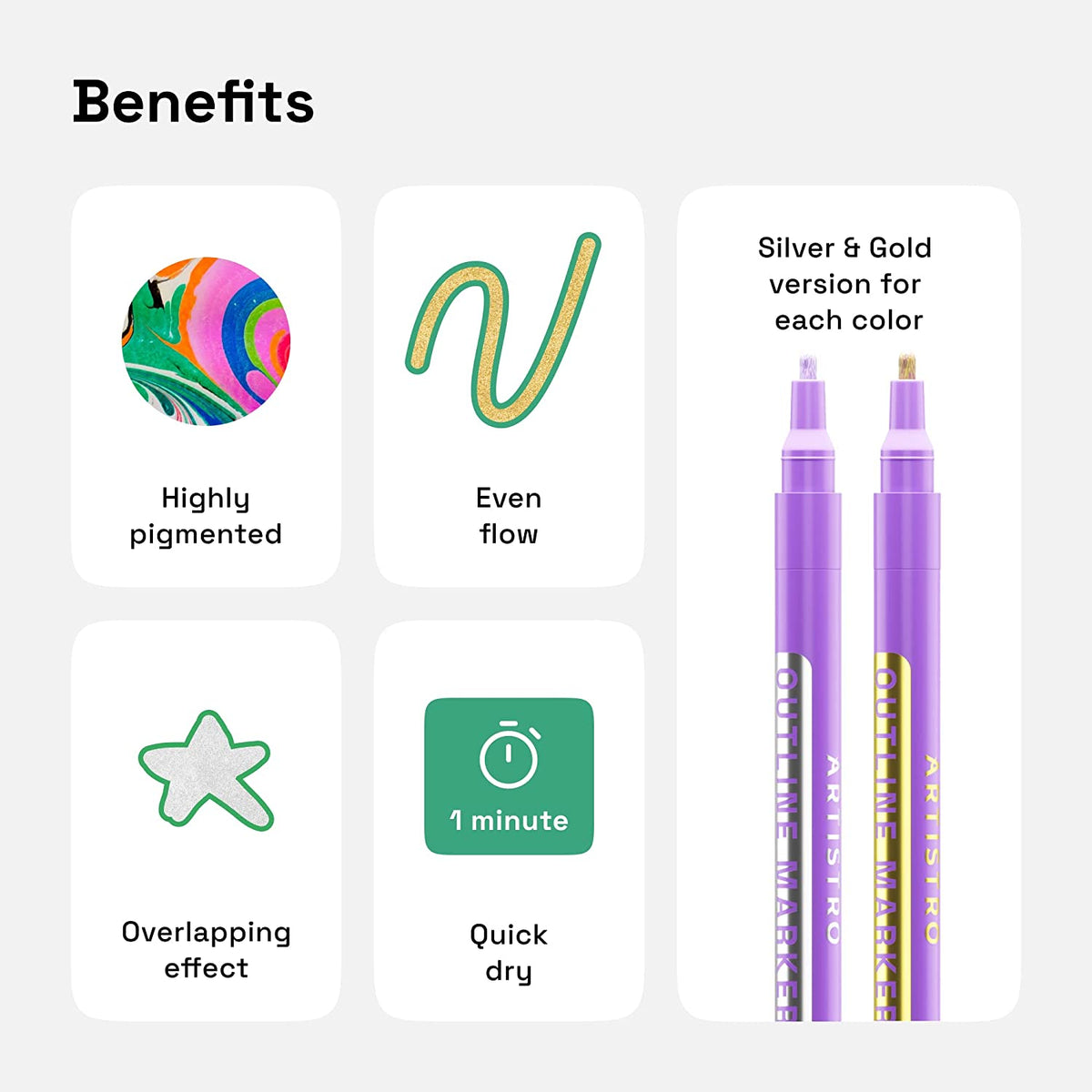 Outline Style Marks Outline Markers: Outliner Pen, Outline Marker Pens & Metallic Outline ...