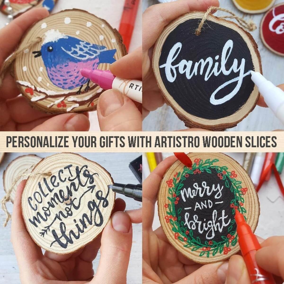 personalize your gifts with wooden slices