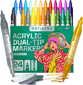 product 24 Dual-Tip Acrylic Paint Markers - front view