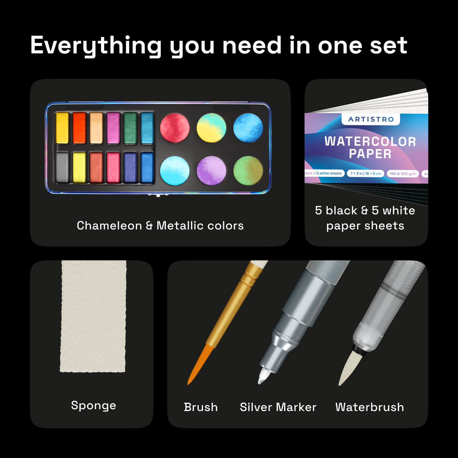 DHASUWT Metallic Watercolor Paints Set, 40 Colors Watercolor Paint, Colourful - View #10